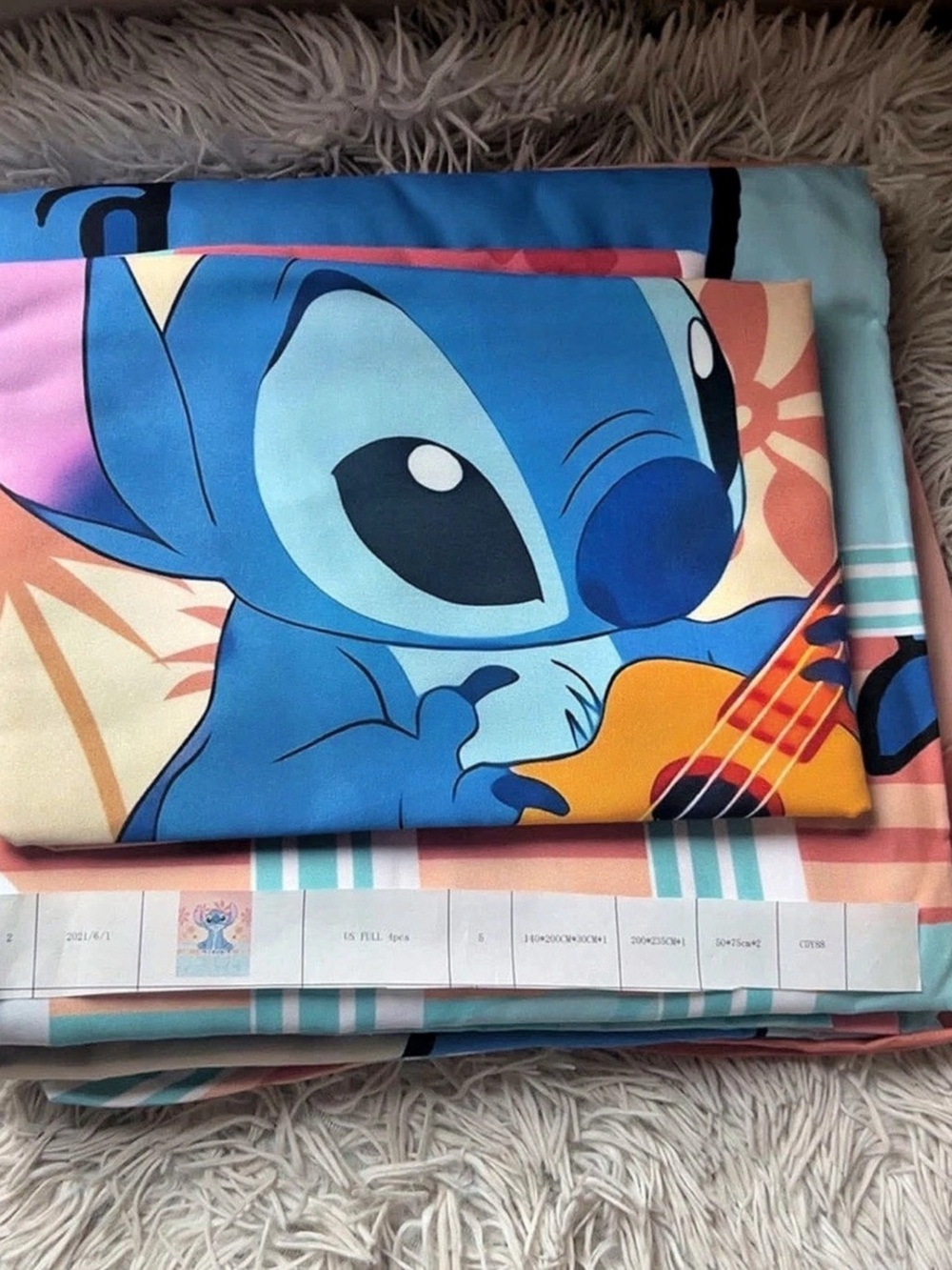 Disney Lilo & Stitch Full 6-Piece Bedding Set Blue & Pink